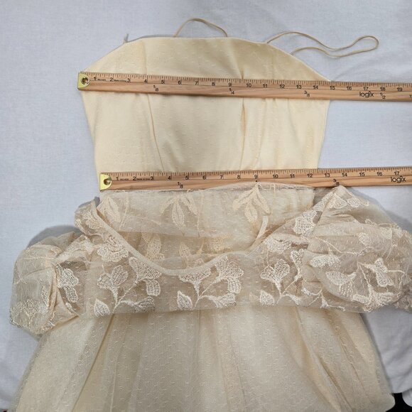 Vintage ILGWU UNION MADE Fairy Modern Edwardian CREAM Wedding Gown Dress Size 4. - Picture 16 of 17